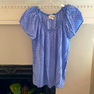 Blue print peasant top